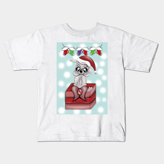 Llama Christmas Kids T-Shirt by DaintyMoonDesigns